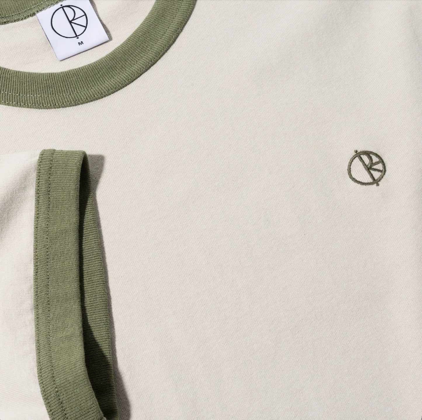Ringer Tee - Pale Taupe / Army Green