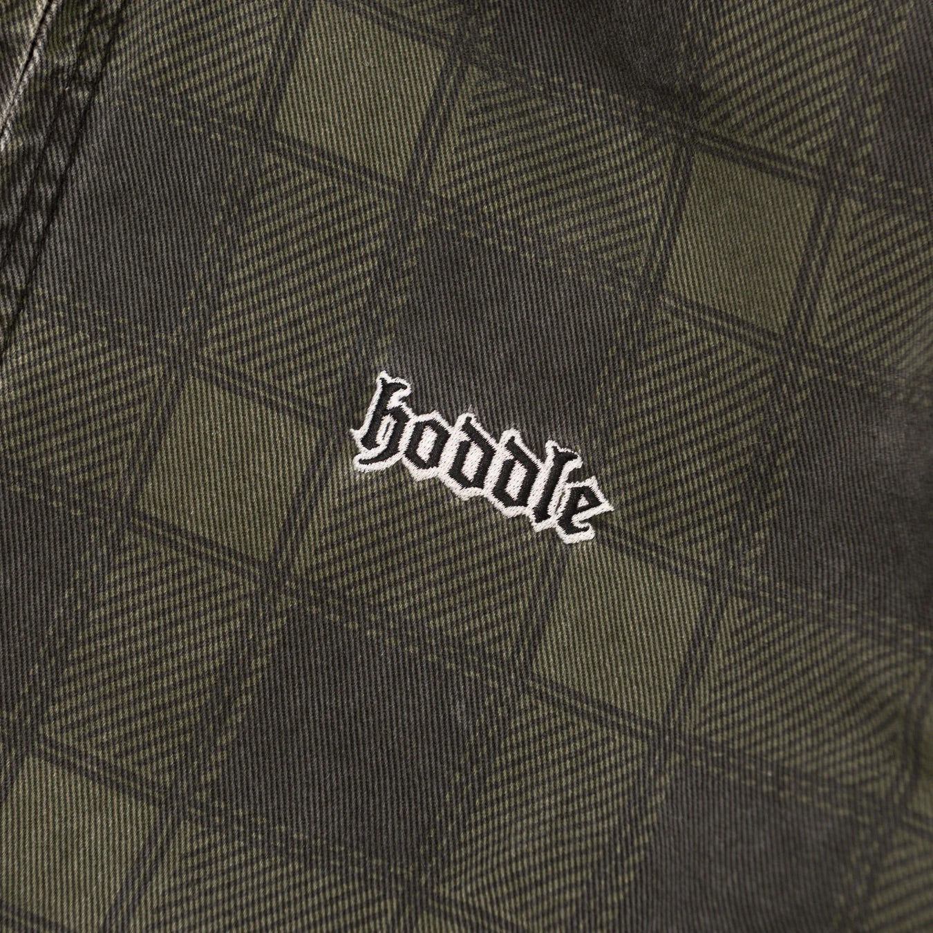 Hooded Quilted Denim Jacket - Green Plaid