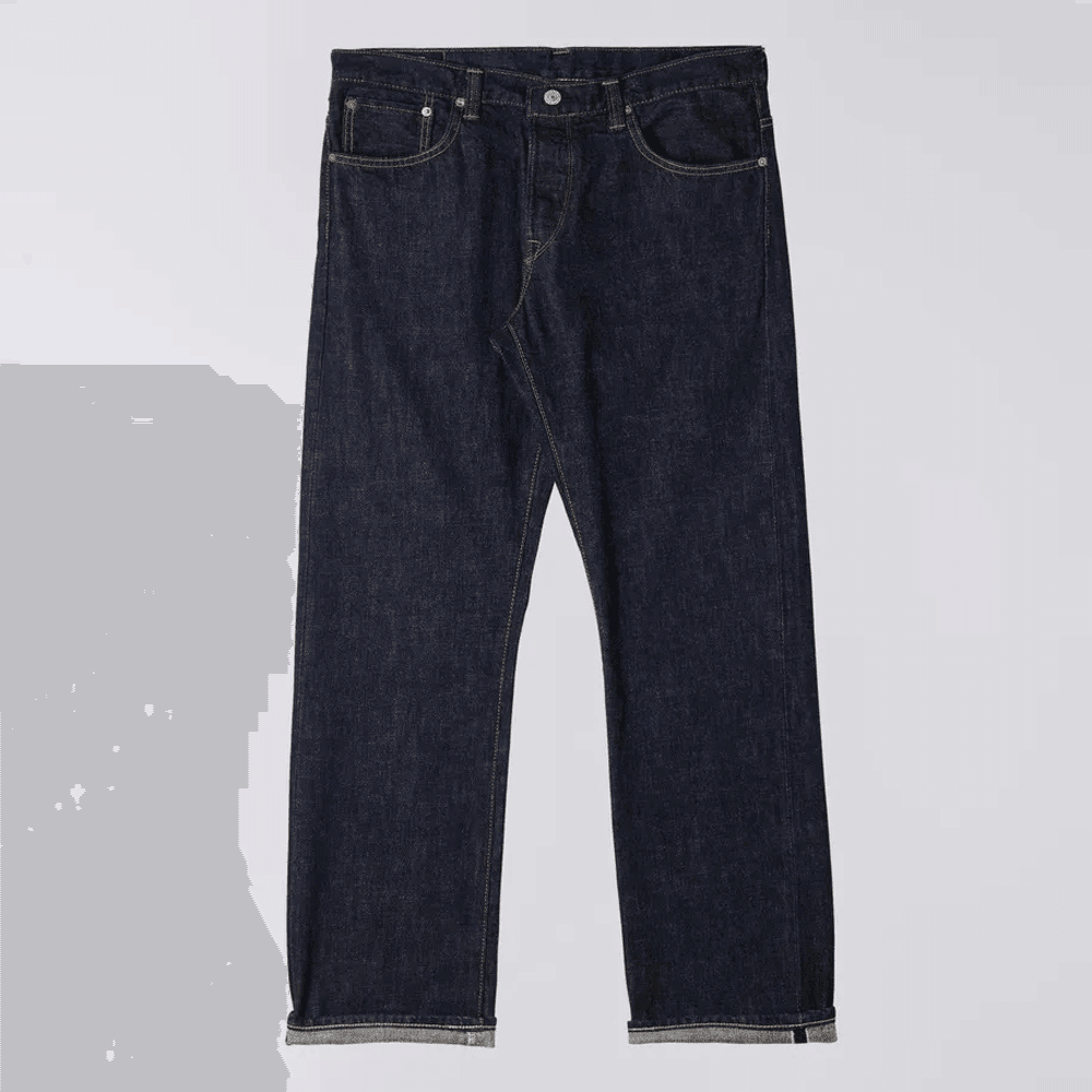 Loose Straight Jeans, 13.5oz Rainbow Selvage - Blue Unwashed