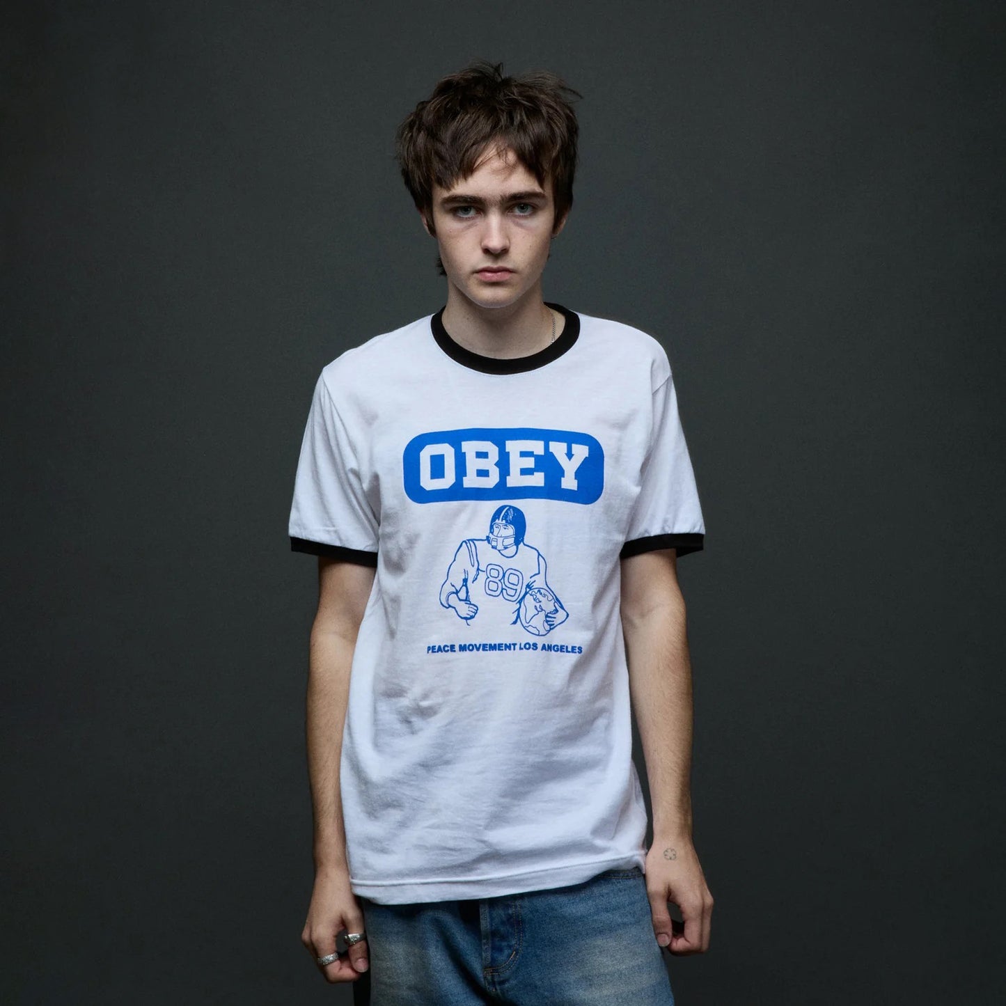 Peace Movement Ringer Tee - White / Black