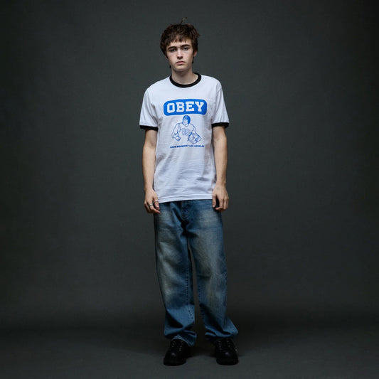 Peace Movement Ringer Tee - White / Black