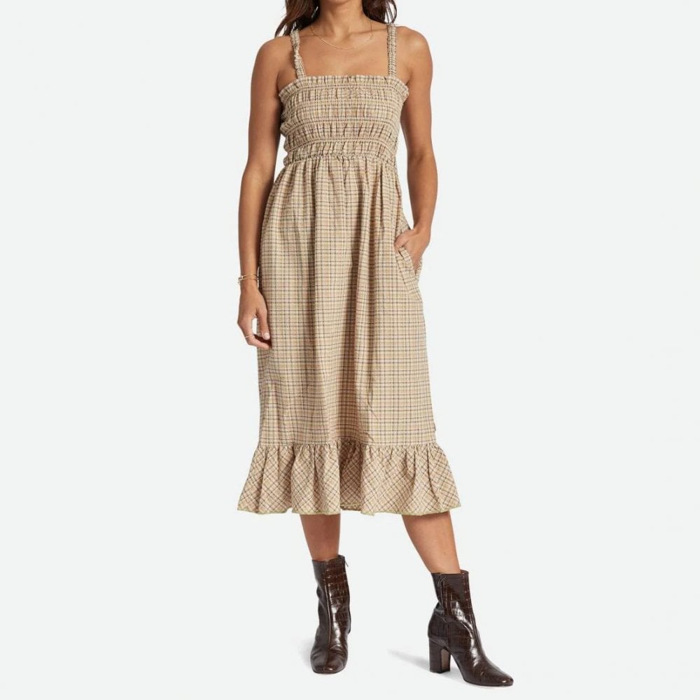 Malta Seersucker Midi Dress - Sand