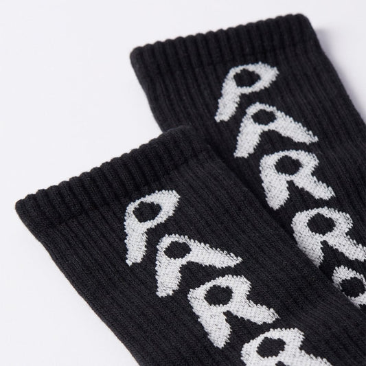 Hole Logo Crew Socks - Black