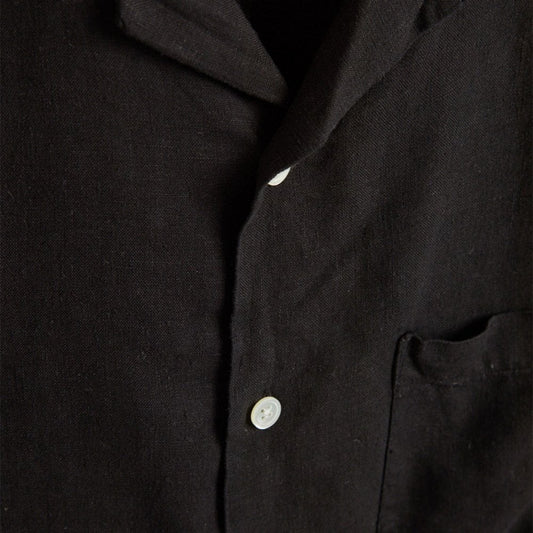 Linen Camp Collar Shirt 25 - Black