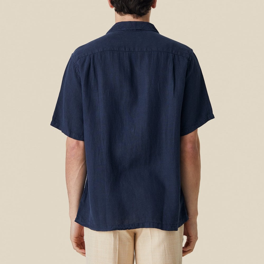 Linen Camp Collar Shirt 24 - Navy