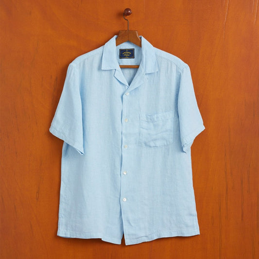 Linen Camp Collar Shirt 24 - Sky