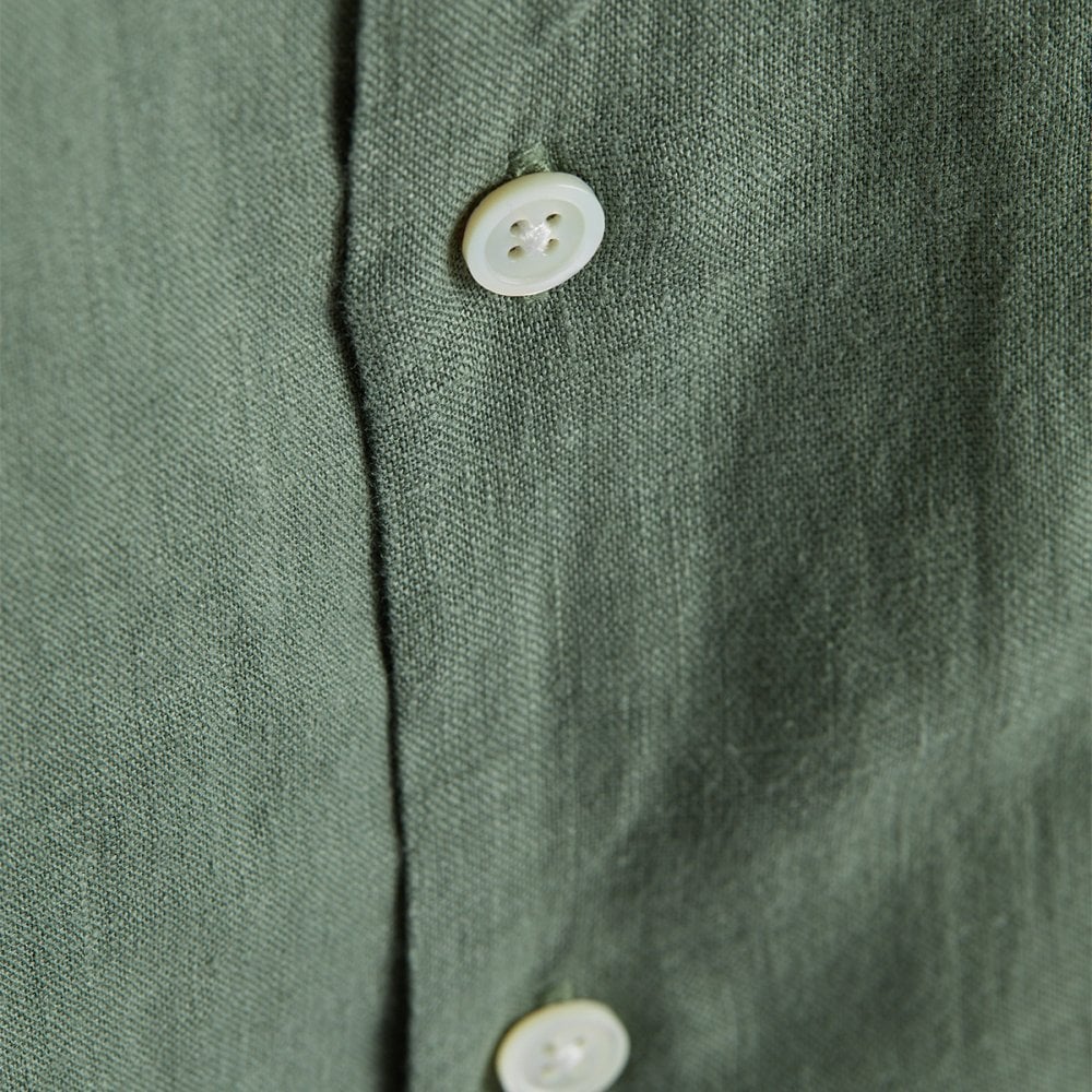 Linen Camp Collar Shirt 24 - Dry Green