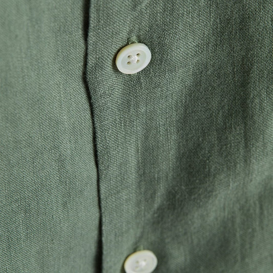 Linen Camp Collar Shirt 24 - Dry Green