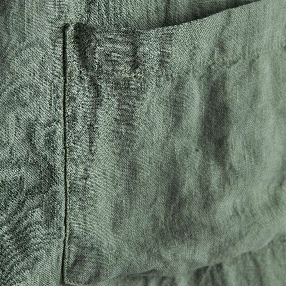 Linen Camp Collar Shirt 24 - Dry Green