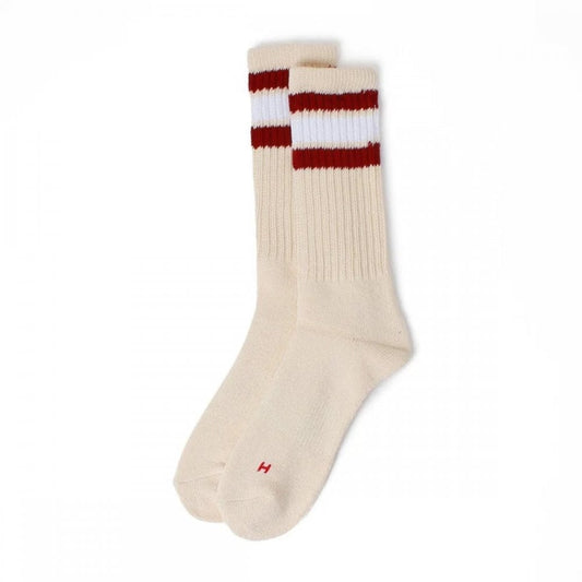 3 Pack Crew Socks - Off White / Multi Stripe