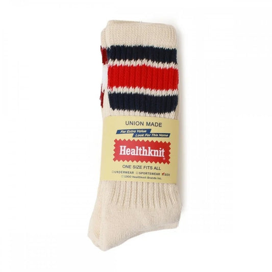 3 Pack Crew Socks - Off White / Multi Stripe