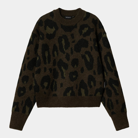 W' Merton Sweater, Camo Leo Jacquard - Tamarind