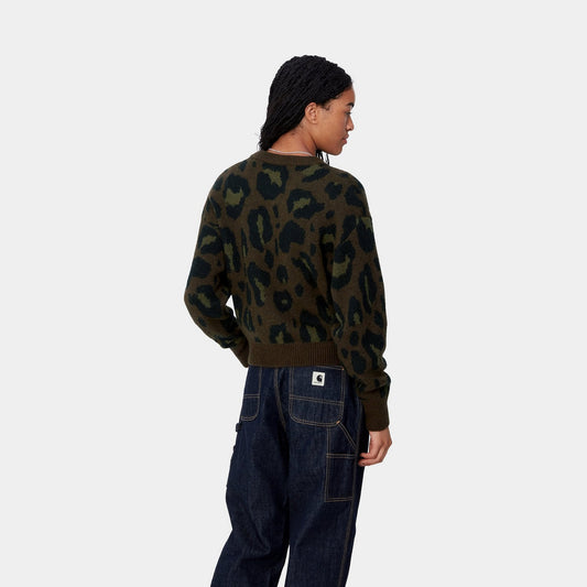 W' Merton Sweater, Camo Leo Jacquard - Tamarind