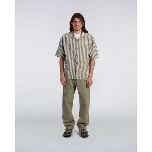 Saga S/S Shirt, Grid Stripe - Black / White (Garment Washed)