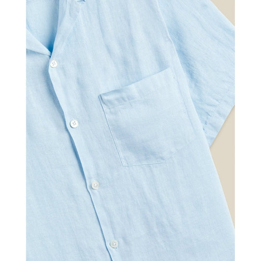 Linen Camp Collar Shirt 25 - Sky
