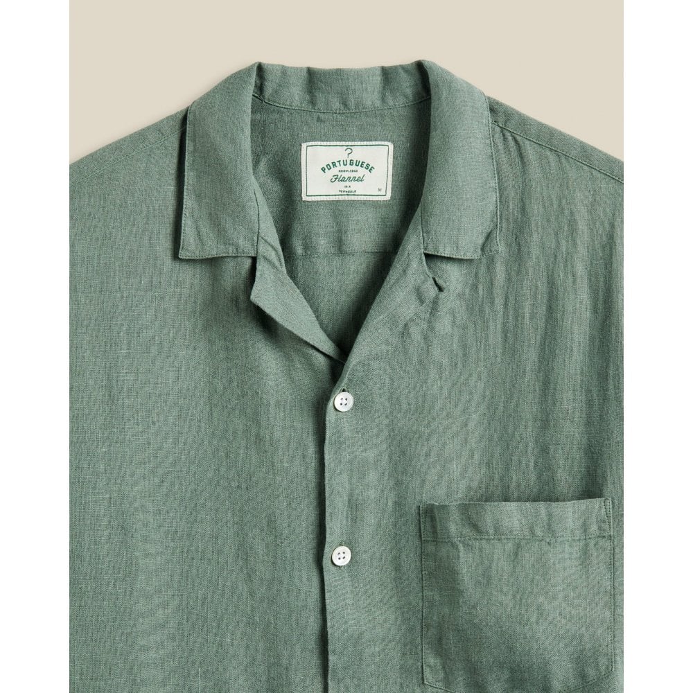 Linen Camp Collar Shirt 25 - Dry Green