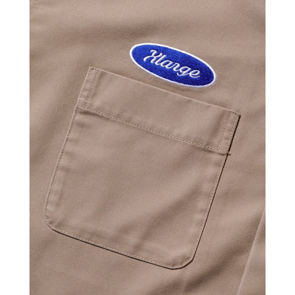 Embroidered S/S Work Shirt - Beige
