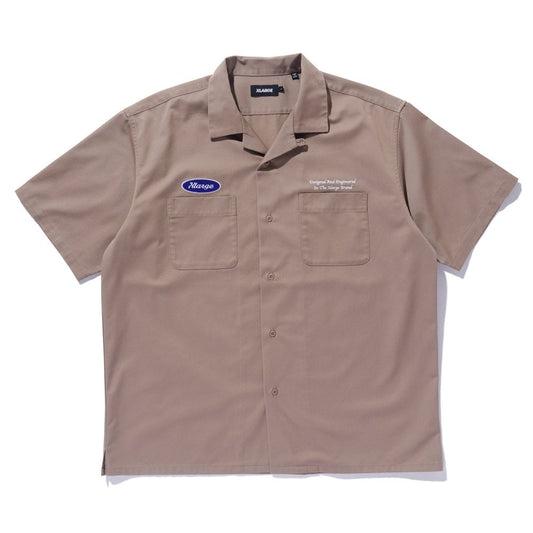 Embroidered S/S Work Shirt - Beige