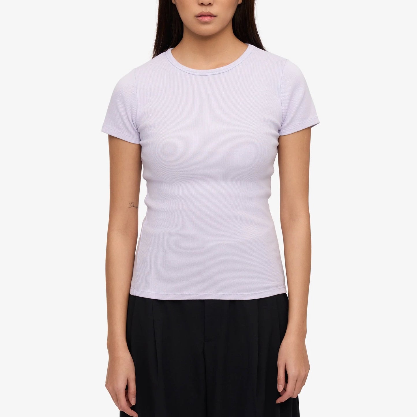 Women's Organic Rib S/S Tee - Soft Lavender