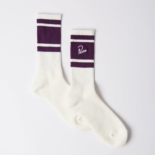 Signature Striped Crew Socks - Off White