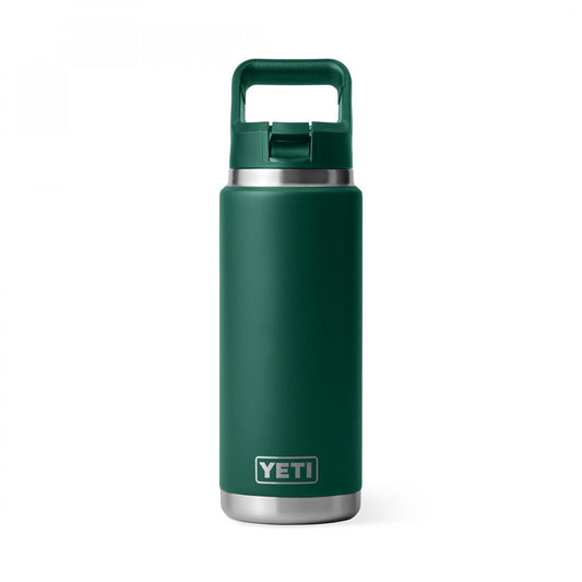 Rambler™ 26oz Bottle, Straw Cap - Black Forest Green
