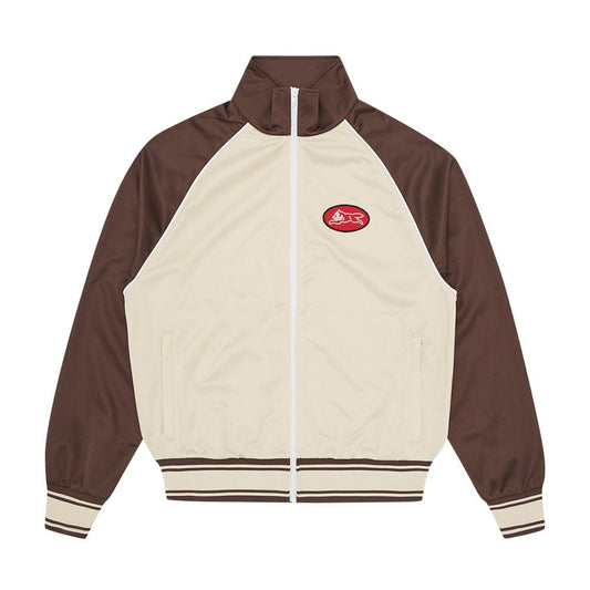 Running Dog Zip Through Track Top - Brown