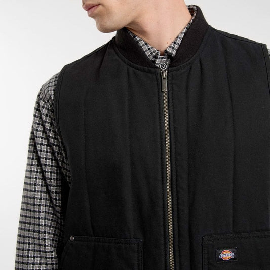 Quilted Canvas Vest, Black