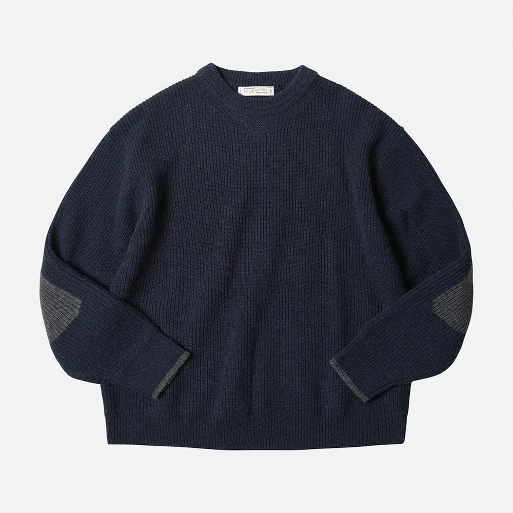 Patch Round Pullover Knit - Navy