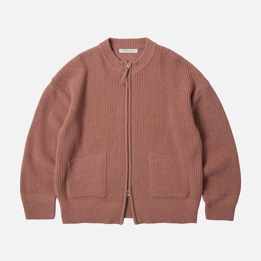 Wool Deck Zipup Cardigan - Indian Pink