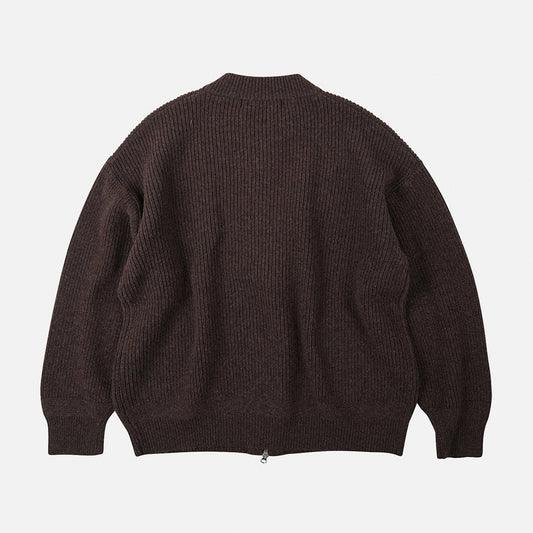 Wool Deck Zipup Cardigan - Chocolate Brown