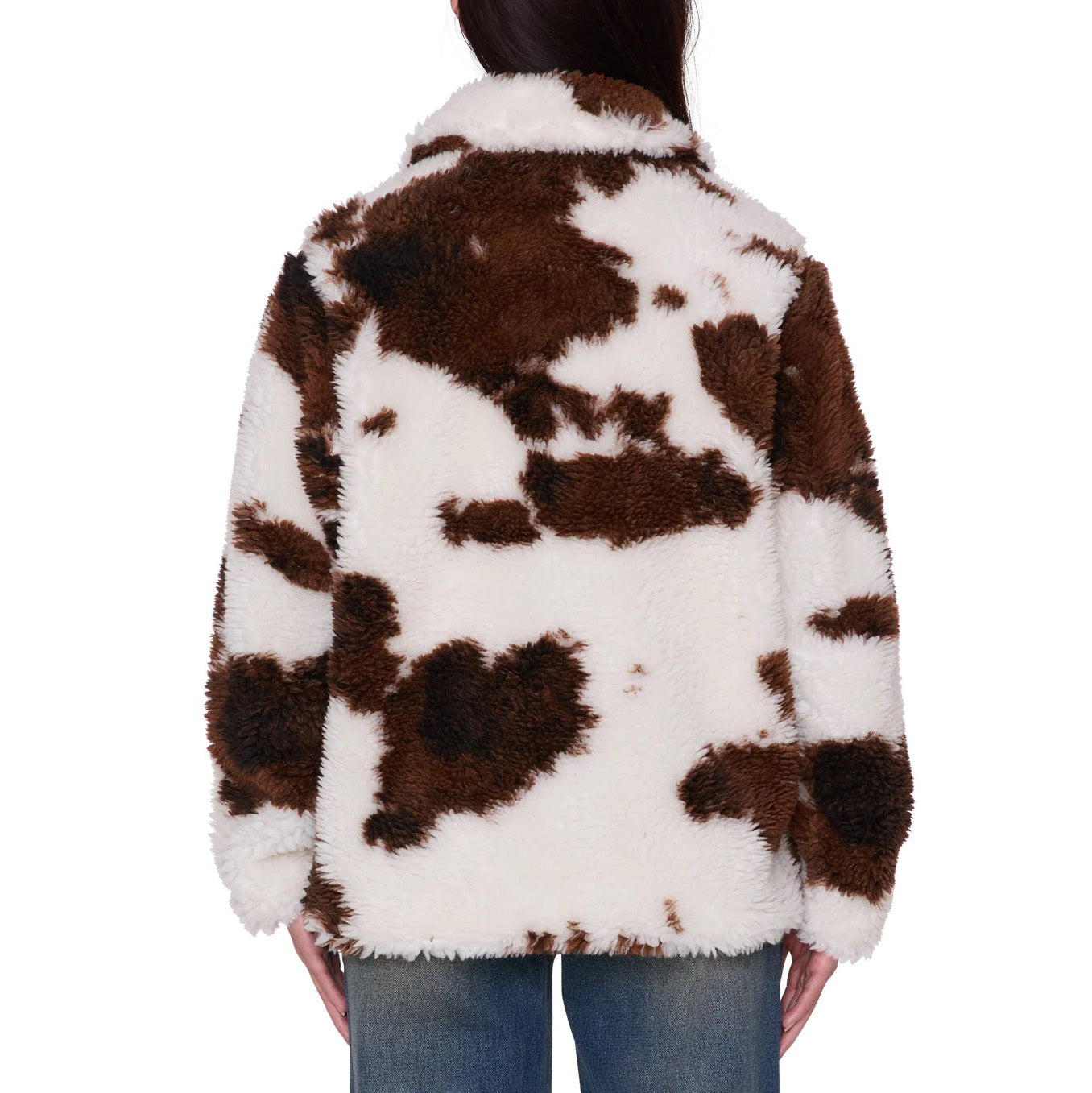 Nolie Sherpa Short Coat - Cow Print
