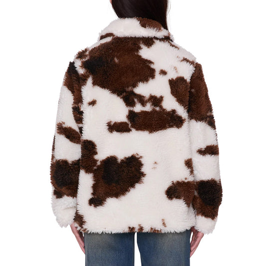 Nolie Sherpa Short Coat - Cow Print