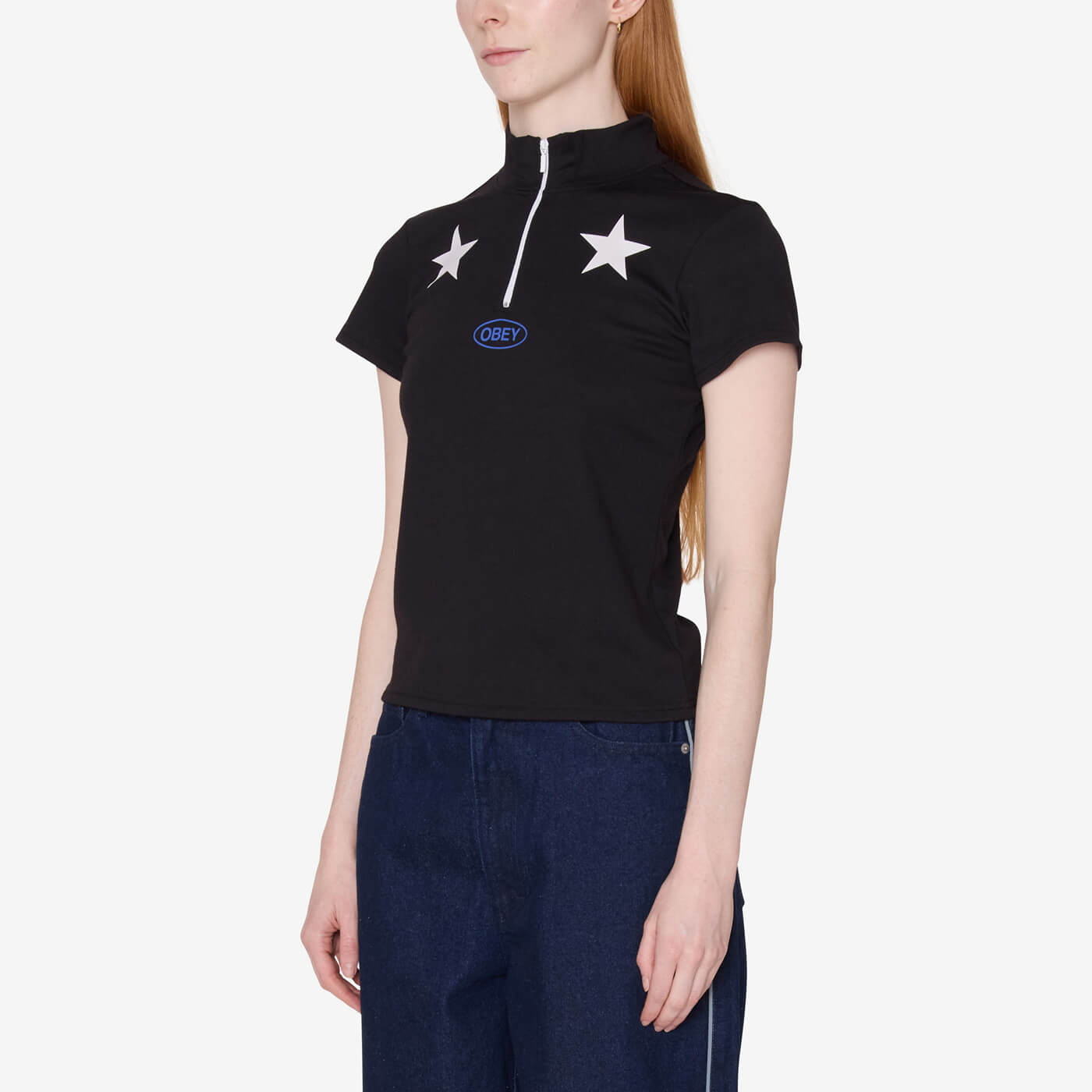 Women's Relay Mock Neck Neck SS - Black