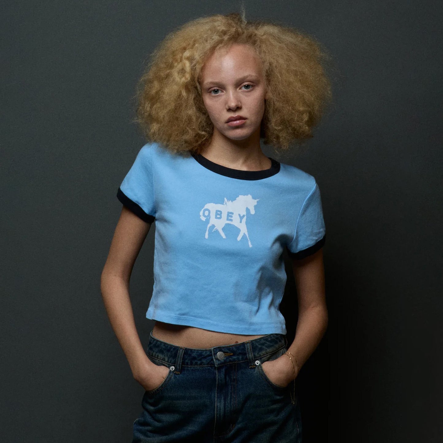 Unicorn Ringer Tee - Blue Bell