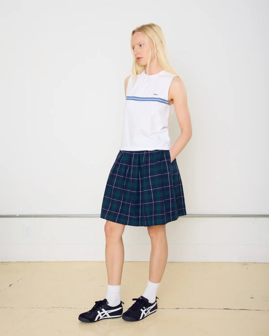 Shelly Plaid Pleated Skirt - Green Multi