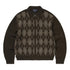Argyle Zip Knit Cardigan - Brown