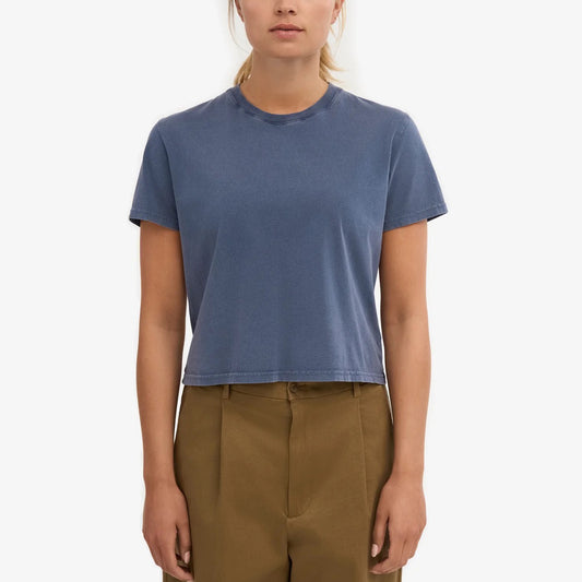 Women's Organic Boxy Crop Tee - Neptune Blue