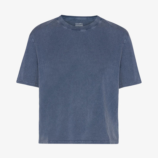 Women's Organic Boxy Crop Tee - Neptune Blue