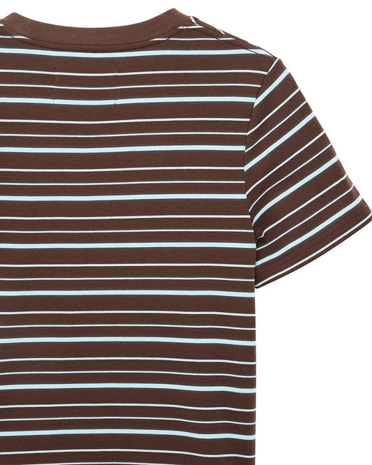 Women's Pierre Stripe Tee - Java Brown / Baby Blue