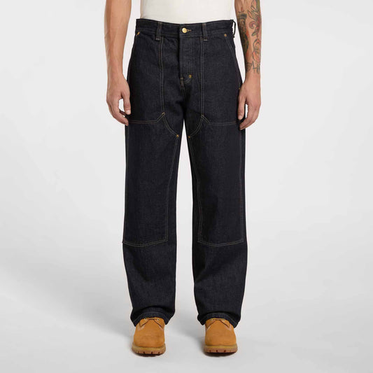 Trucker Selvedge Denim Double Knee Relaxed Jeans - Rinsed