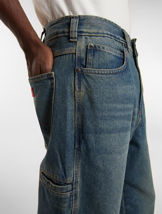958 Baggy Tapered Work Jeans - Khaki Tinted Blue