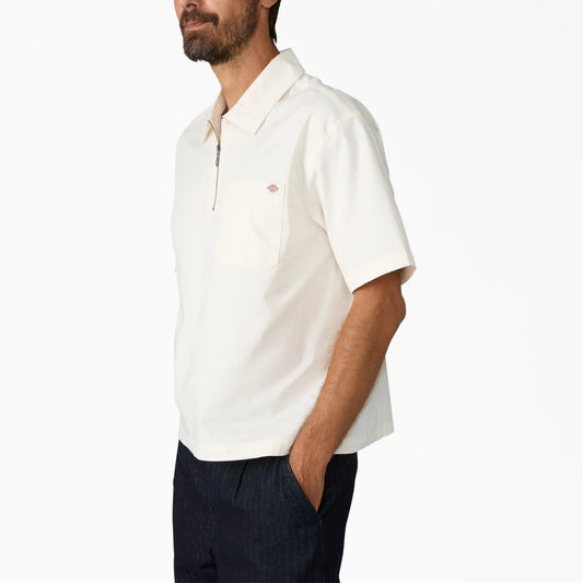 Cadiz Quarter Zip SS Shirt - Egret