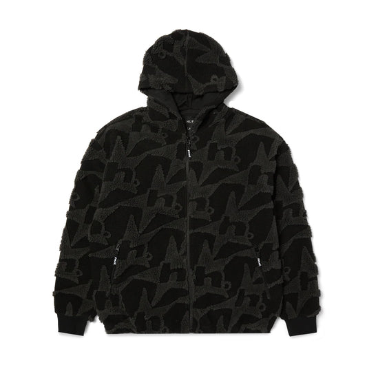 H Star Repeat High Pile Jacket - Black