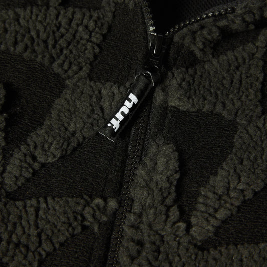 H Star Repeat High Pile Jacket - Black