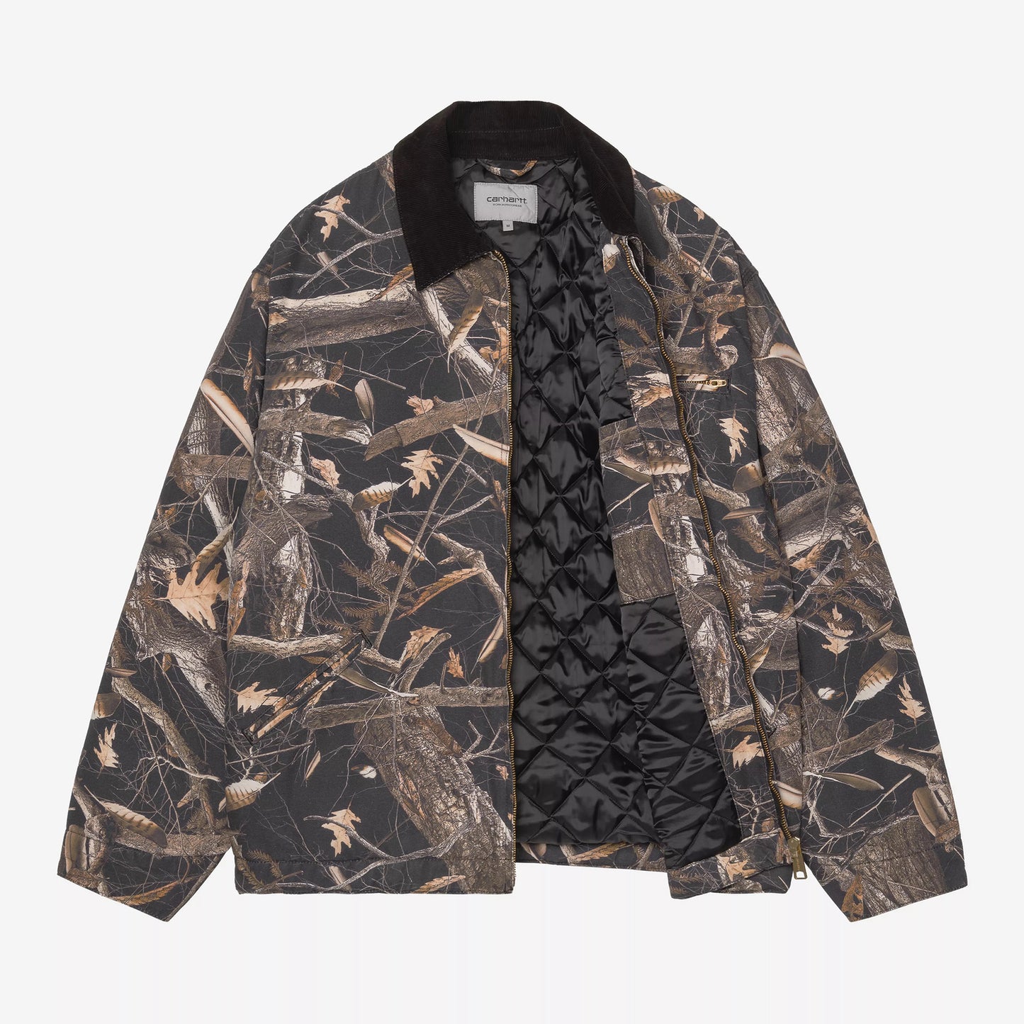 OG Detroit Jacket - Camo Feather Tree, Black / Black heavy stone wash
