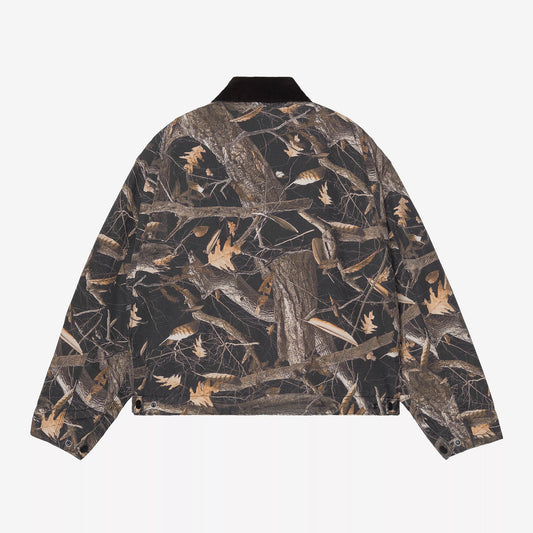Women's OG Detroit Jacket - Camo Feather Tree, Black / Black Heavy stone wash