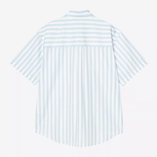 S/S Royce Shirt, Royce Stripe - Icaria / White