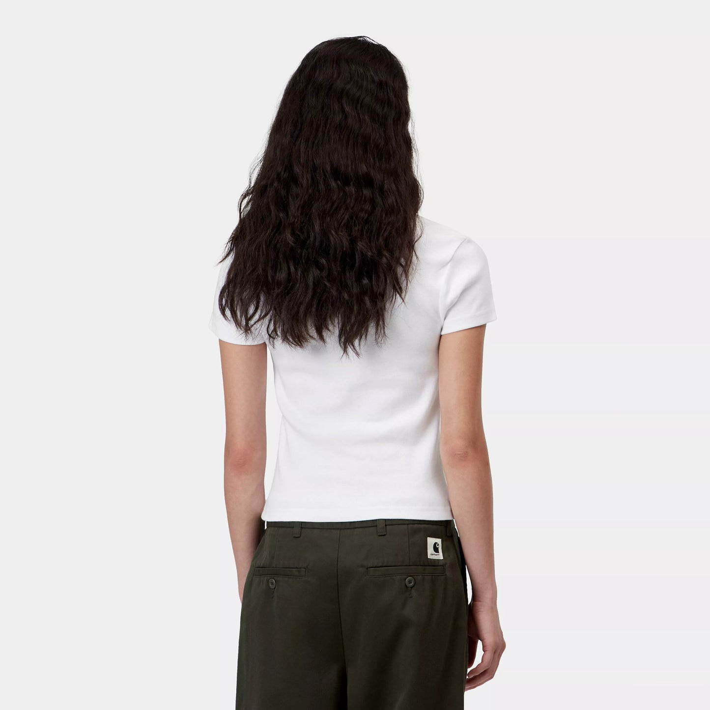 W' S/S Small Heart Patch T-Shirt - White / Black