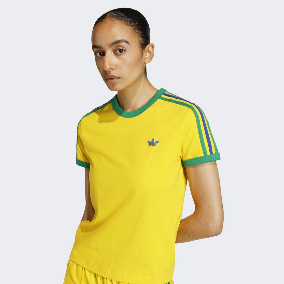 W' 3 Stripes Slim T-Shirt - Eqt Yellow / Green / Collegiate Royal Blue