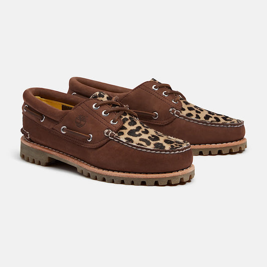 W' Authentic 3-Eye Lug Boat Shoe - Leopard / Medium Brown Nubuck